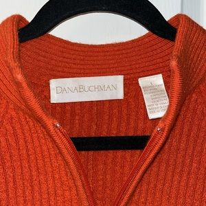 DANA BUCHMAN  women’s burnt orange zip front cardigan. L. Thick, warm and comfy.